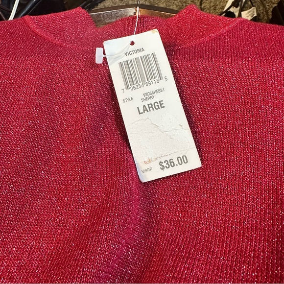 STYLE AND CO RED SHIMMERING SLEEVELESS SWEATER NWT - Picture 9 of 16